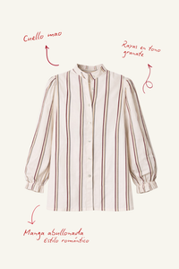 Camisa de rayas cuello mao crudo