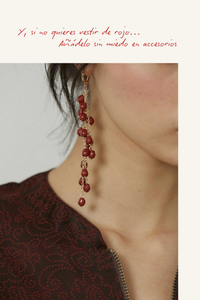 Pendientes largos cuentas granate