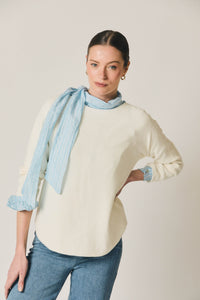 Jersey básico de punto cuello redondo crudo