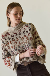 Jersey oversize animal print beige