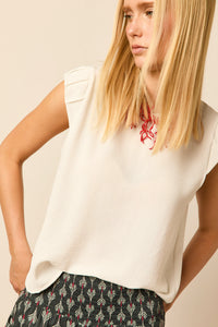 Top blanco mangas tabla