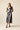 Vestido midi cruzado rayas azul y marrón